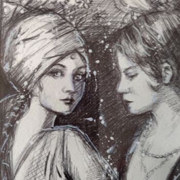 「Blanc et noir」というタイトルの描画 Martine Banacerによって, オリジナルのアートワーク, ボールペン