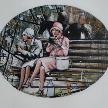 Painting titled "Les coquettes" by Martine Banacer, Original Artwork, Acrylic Mounted on Wood Stretcher frame