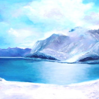 Malarstwo zatytułowany „Lac du Mont Cenis” autorstwa Martine Bonnerave, Oryginalna praca, Olej