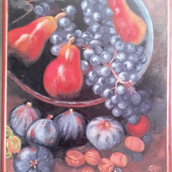 Malerei mit dem Titel "Fruits d'Automne" von Martine Bonnerave, Original-Kunstwerk, Öl
