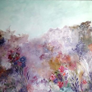 Painting titled "Champ de Fleurs" by Martine Bonnerave, Original Artwork, Acrylic