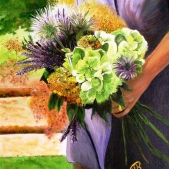 Painting titled "Le bouquet" by Martine Bonnerave, Original Artwork, Oil