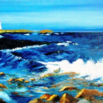 Painting titled "La mer" by Martine Bonnerave, Original Artwork, Other