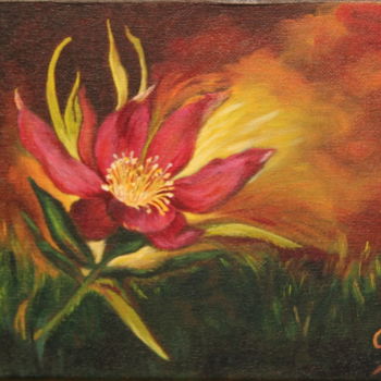 Painting titled "Fleur de feu" by Martine Bonnerave, Original Artwork, Other