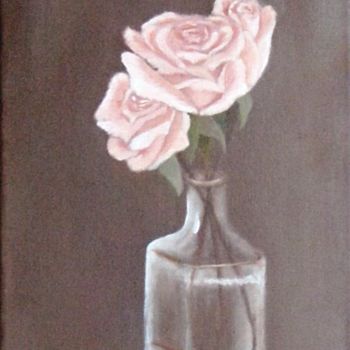 「Trois Roses」というタイトルの絵画 Martine Bonneraveによって, オリジナルのアートワーク, オイル