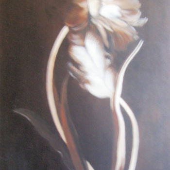 Painting titled "La Fleur en Rêve" by Martine Bonnerave, Original Artwork, Oil
