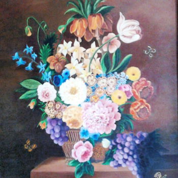 Peinture intitulée "Le Bouquet" par Martine Bonnerave, Œuvre d'art originale, Huile