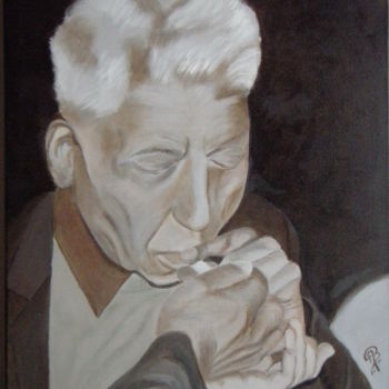 Painting titled "Père à R." by Martine Bonnerave, Original Artwork, Oil