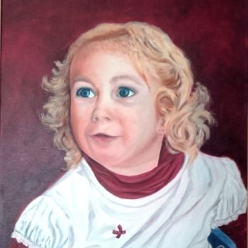 Painting titled "Petite Fille L. R." by Martine Bonnerave, Original Artwork, Oil