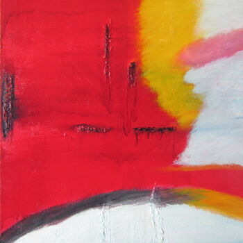 Painting titled "MER ROUGE   N°2  Ab…" by Martine Bouhier, Original Artwork, Acrylic Mounted on Wood Stretcher frame