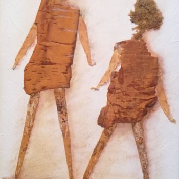 Collages titled "les promeneuses" by Martine Capdeville-Lacomme, Original Artwork