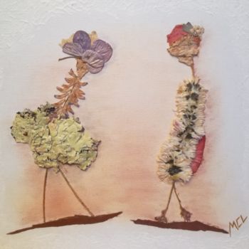 Collages intitulée "Causette fleurie 21…" par Martine Capdeville-Lacomme, Œuvre d'art originale