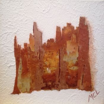 Collages titled "Ecorce caramel" by Martine Capdeville-Lacomme, Original Artwork