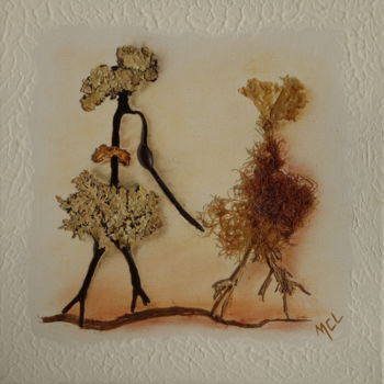 Collagen mit dem Titel "Lichenou" von Martine Capdeville-Lacomme, Original-Kunstwerk