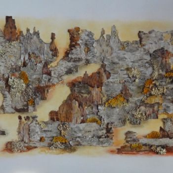Collages titled "Terre d'Ecorce" by Martine Capdeville-Lacomme, Original Artwork