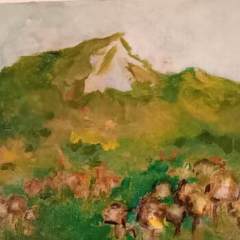 Painting titled "La montagne Ste Vic…" by Martine Catteau  Delaroque, Original Artwork, Acrylic