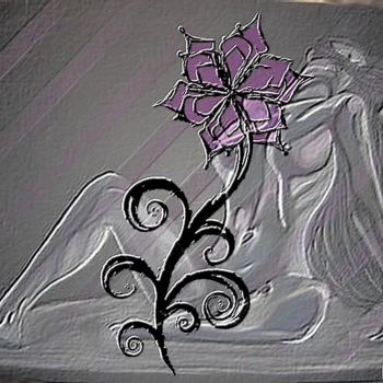 Digitale Kunst getiteld "Fleur mauve" door Winique, Origineel Kunstwerk