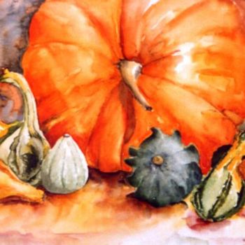 Painting titled "courge" by Martine Chavent, Original Artwork