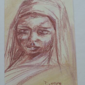 Drawing titled "Sanguien Africaine" by Martine Daigre, Original Artwork, Chalk