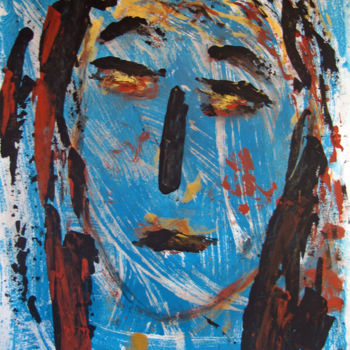 Pintura intitulada "visage-i-2010-2010-…" por Martine Durand, Obras de arte originais