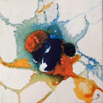 Peinture intitulée "Bleu comme une oran…" par Martine Durand, Œuvre d'art originale, Acrylique