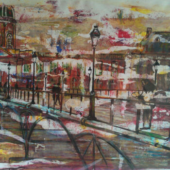 Картина под названием "Pont des Arts" - Martine Fleury, Подлинное произведение искусства, Акрил