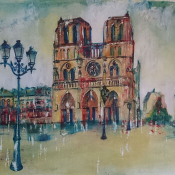 Картина под названием "Notre Dame" - Martine Fleury, Подлинное произведение искусства, Акрил