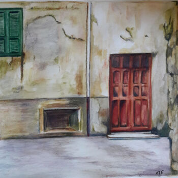 Tekening getiteld "Wall" door Martine Fleury, Origineel Kunstwerk, Potlood