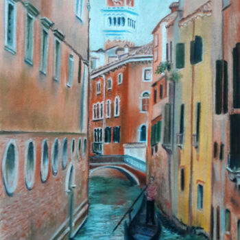 Рисунок под названием "Venise" - Martine Fleury, Подлинное произведение искусства, Мел