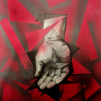 Pintura titulada "La main" por Martine Fleury, Obra de arte original, Pintura al aerosol