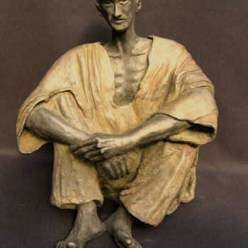 Sculpture titled "le penseur" by Martine France Moreau, Original Artwork, Bronze