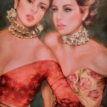 Painting titled "Ambiance glamour" by Martine Gregoire, Original Artwork, Oil Mounted on Wood Stretcher frame