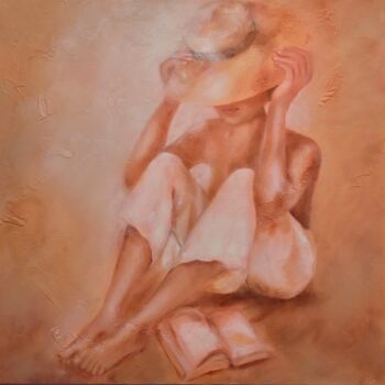 Painting titled "Sous le  soleil" by Martine Gregoire, Original Artwork, Oil Mounted on Wood Stretcher frame