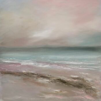 Peinture intitulée "Marée basse en rose" par Martine Gregoire, Œuvre d'art originale, Huile