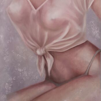 Painting titled "Sensualité" by Martine Gregoire, Original Artwork, Oil Mounted on Wood Stretcher frame