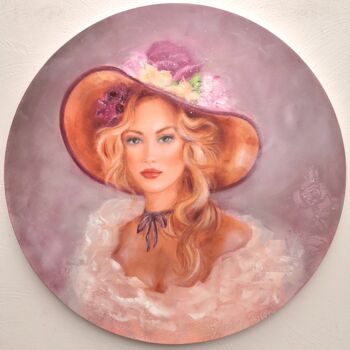 Painting titled "Ambiance vintage ro…" by Martine Gregoire, Original Artwork, Oil Mounted on Wood Stretcher frame