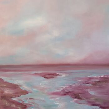 Painting titled "Harmonie mauve et t…" by Martine Gregoire, Original Artwork, Oil Mounted on Wood Stretcher frame