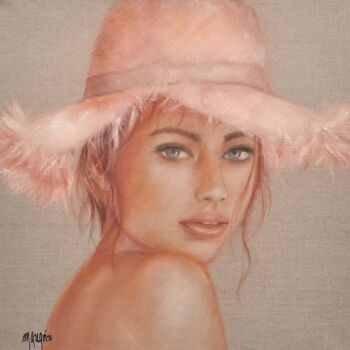 Pintura titulada "Mon joli chapeau de…" por Martine Gregoire, Obra de arte original, Oleo Montado en Bastidor de camilla de…