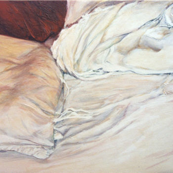 Painting titled "Lit 10 - « La nuit…" by Martine Lafont, Original Artwork, Oil Mounted on Wood Stretcher frame