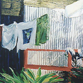 Pintura titulada "lessive antillaise" por Martine Lafont, Obra de arte original, Oleo Montado en Bastidor de camilla de made…