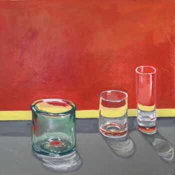 Peinture intitulée "Verres" par Martine Lainé, Œuvre d'art originale, Huile Monté sur Châssis en bois