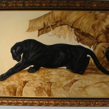 제목이 "Panthère Noire"인 미술작품 Martine Langton로, 원작, 기름
