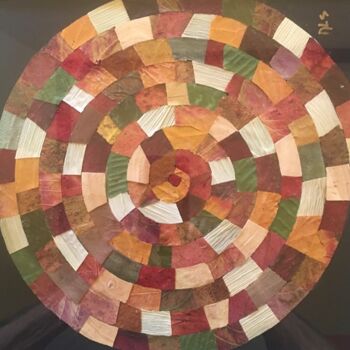 拼贴 标题为“spirale” 由Martine Le Scoul, 原创艺术品, 拼贴 安装在木板上