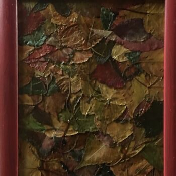 Collages intitulée "feuilles d'automne…" par Martine Le Scoul, Œuvre d'art originale, Collages
