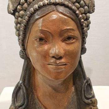 Escultura intitulada "Laotienne "Akha"" por Martine Lee, Obras de arte originais, Bronze