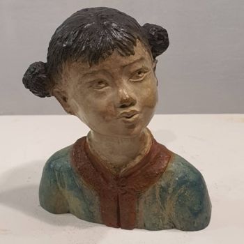 Escultura titulada "Petite chinoise bou…" por Martine Lee, Obra de arte original, Bronce