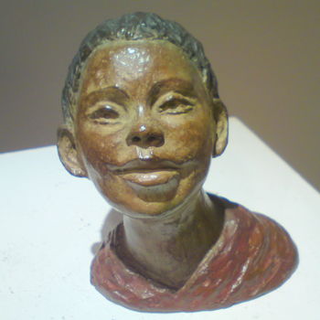 Sculpture intitulée "Tête de petit Tibét…" par Martine Lee, Œuvre d'art originale, Bronze