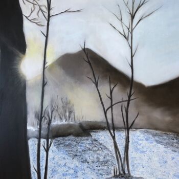 제목이 "Contre jour"인 미술작품 Martine Leonnov로, 원작, 기름 나무 들것 프레임에 장착됨