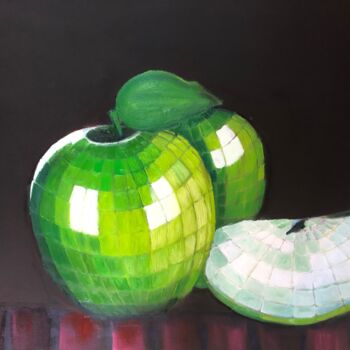 Картина под названием "Chlorophylle" - Martine Leonnov, Подлинное произведение искусства, Масло Установлен на Деревянная рам…