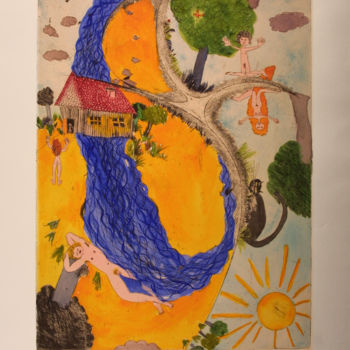 印花与版画 标题为“La maison fleuve” 由Martine Mabilleau, 原创艺术品, 蚀刻